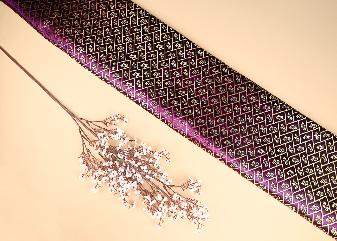 Dark-Purple-Banarasi-Brocade-Fabric-With-All-Over-Golden-Zari-Handloom-20838