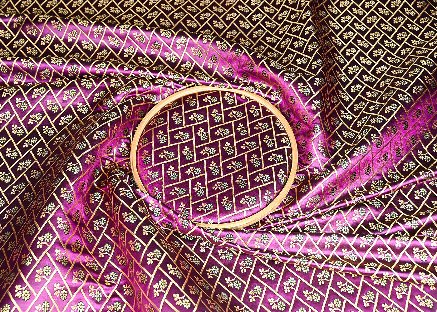 Dark-Purple-Banarasi-Brocade-Fabric-With-All-Over-Golden-Zari-Handloom-20838-close-view