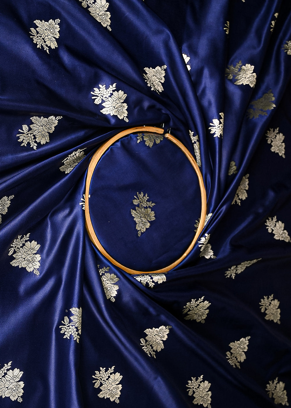 Navy-Blue-Banarasi-Silk-Fabric-With-All-Over-Buti-Of-Golden-Zari-Handloom-20884-close-view