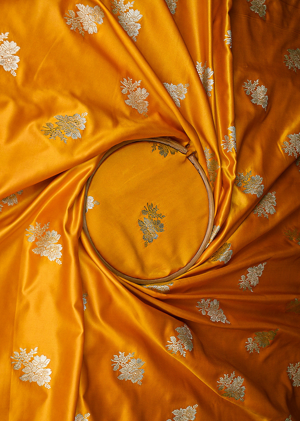 Mustard-Banarasi-Silk-Fabric-With-All-Over-Buti-Of-Golden-Zari-Handloom-20887-close-view