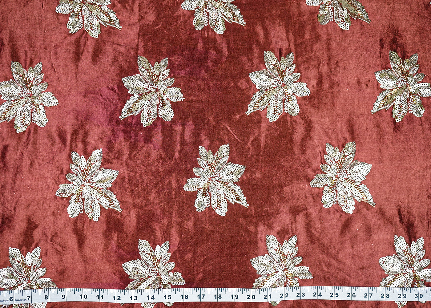 Deep Brown    Silk Fabric With All Over Sequins, Bead And Katdana 20917