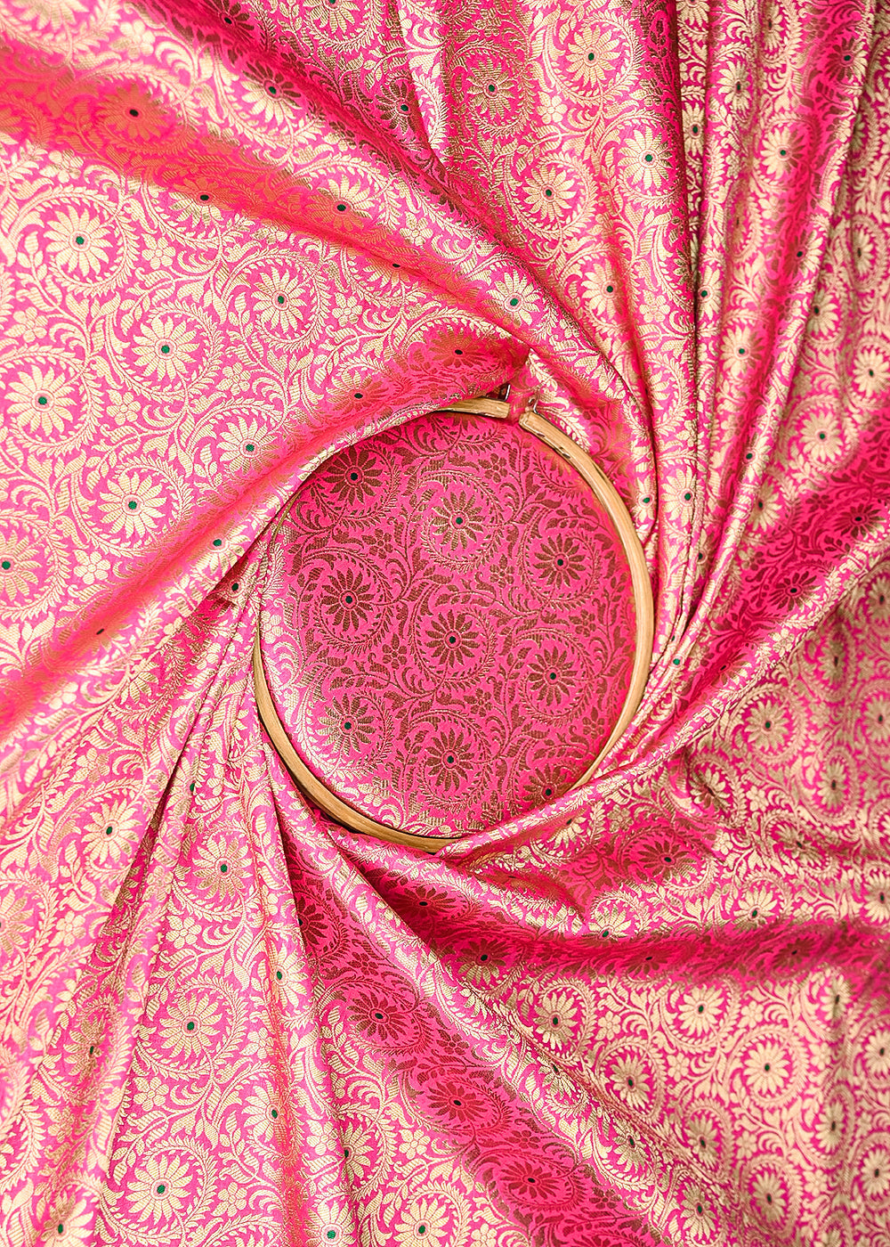 Rani-Pink-Banarasi-Brocade-Fabric-With-All-Over-Thread-And-Zari-Handloom-20945-close-view