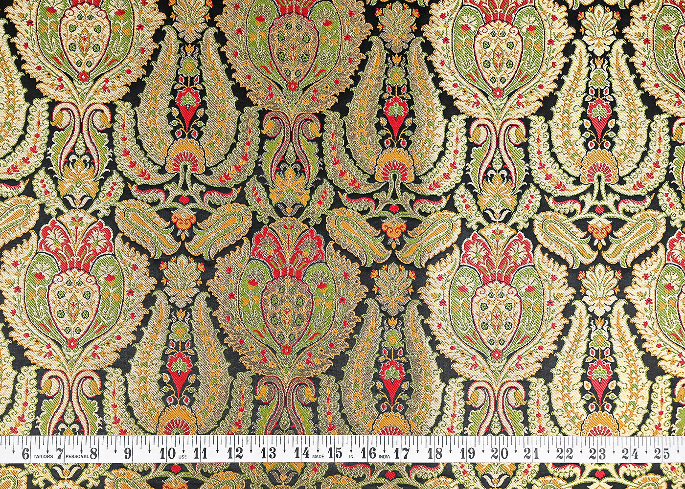 Black Pure Banarasi Brocade Fabric With All Over Thread And Zari Handloom 20949