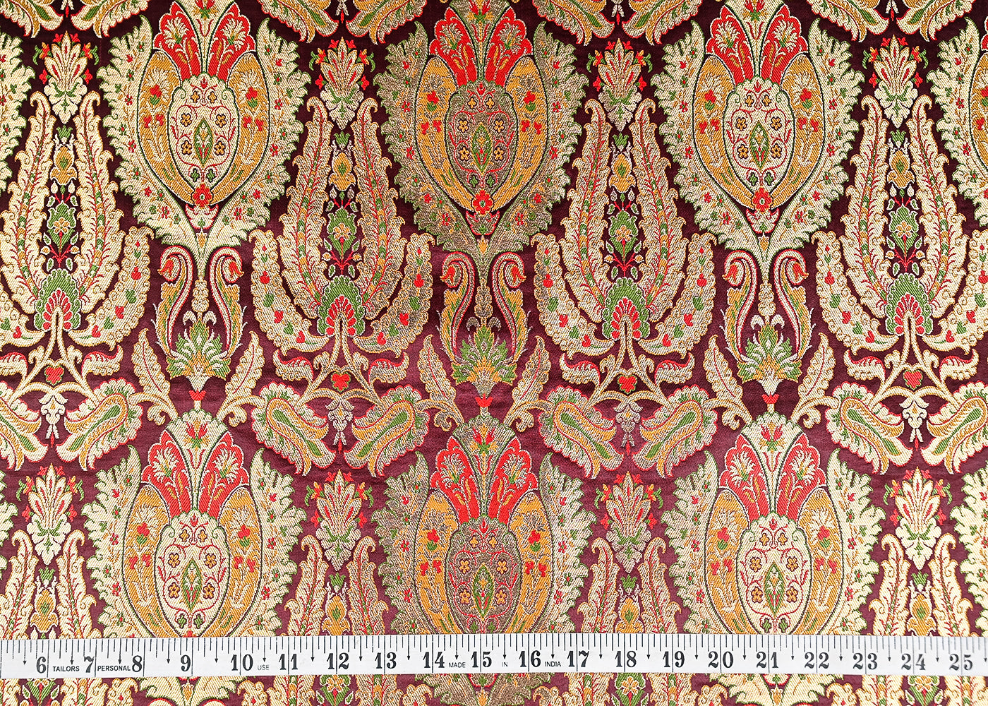 Maroon Pure Banarasi Brocade Fabric With All Over Thread And Zari Handloom 20950