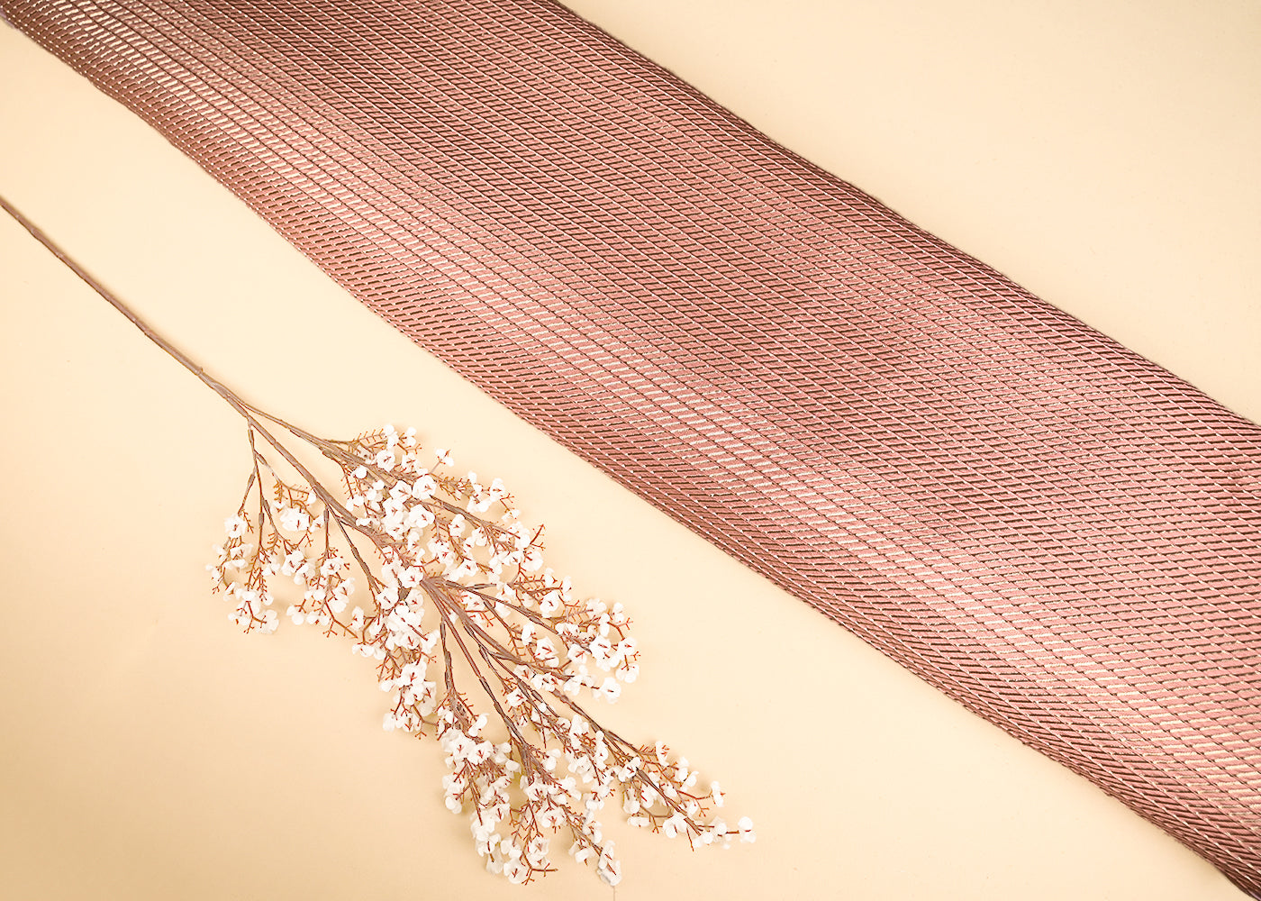 Peach Banarasi Silk Fabric With All Over Golden Zari Handloom 20954