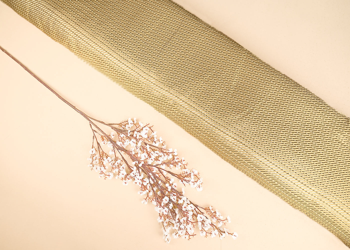 Golden Banarasi Silk Fabric With All Over Golden Zari Handloom 20962