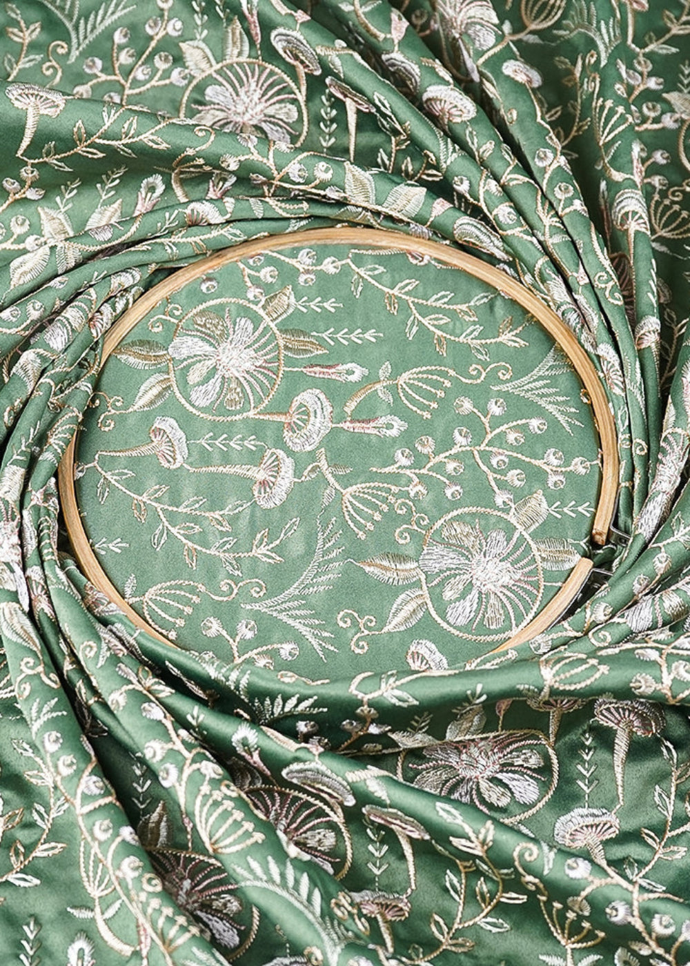 Green-Satin-Fabric-With-All-Over-Thread-And-Sequins-Work-20975-close-view