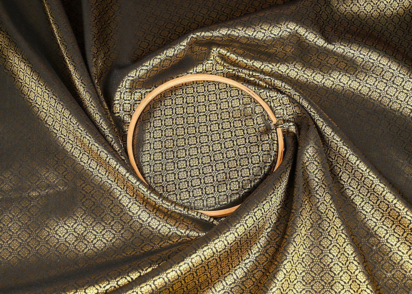 Black-Banarasi-Brocade-Fabric-With-All-Over-Golden-Zari-Handloom-21051-close-view