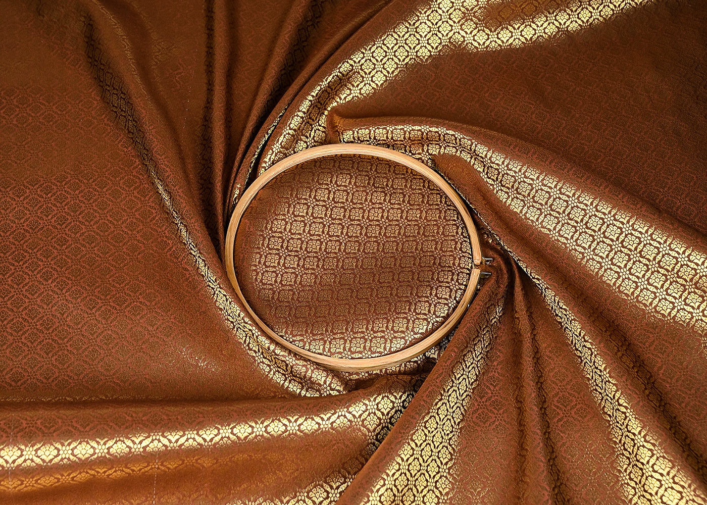 Coffee-Banarasi-Brocade-Fabric-With-All-Over-Golden-Zari-Handloom-21054-close-view