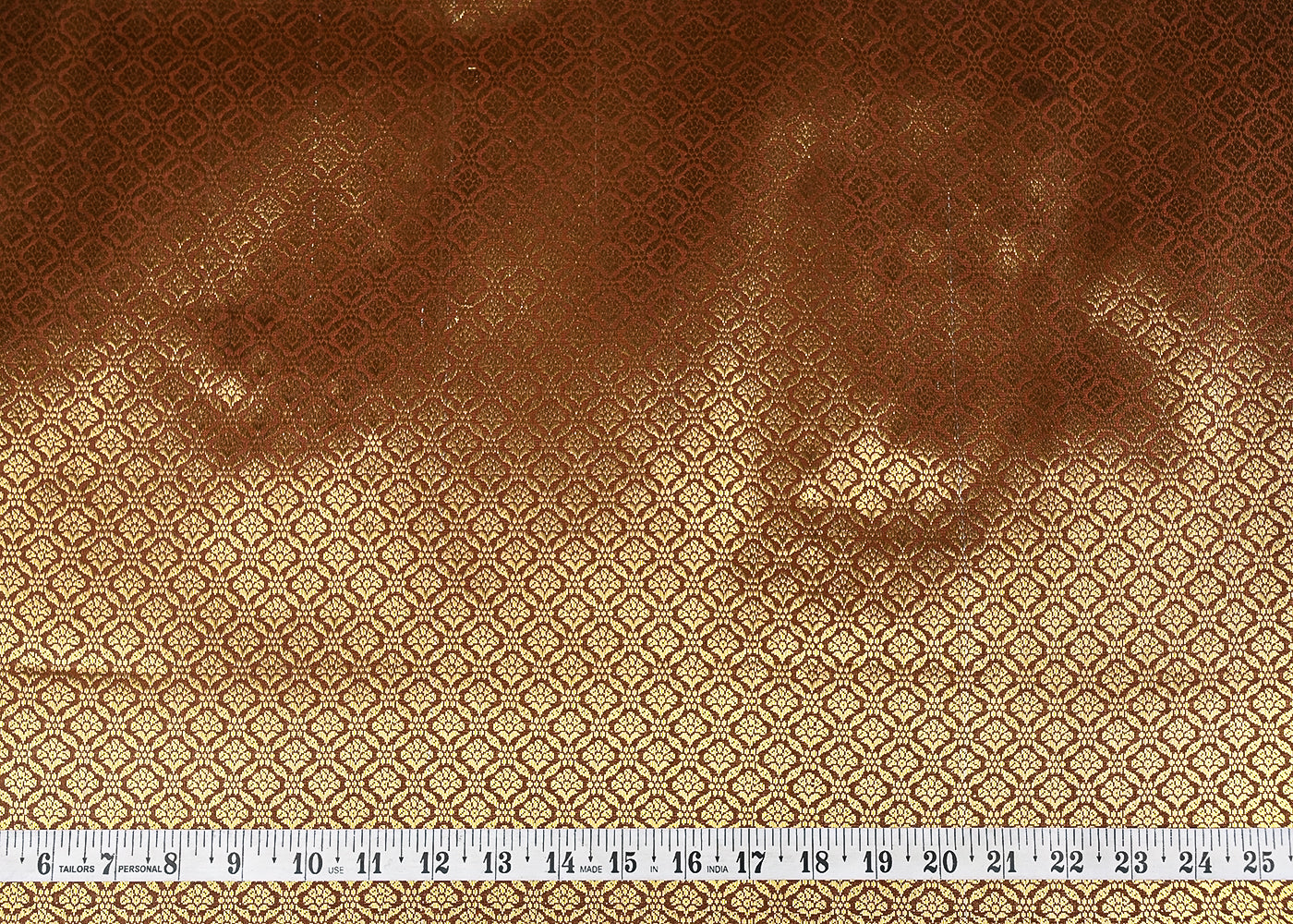 Coffee-Banarasi-Brocade-Fabric-With-All-Over-Golden-Zari-Handloom-21054-measurement-view