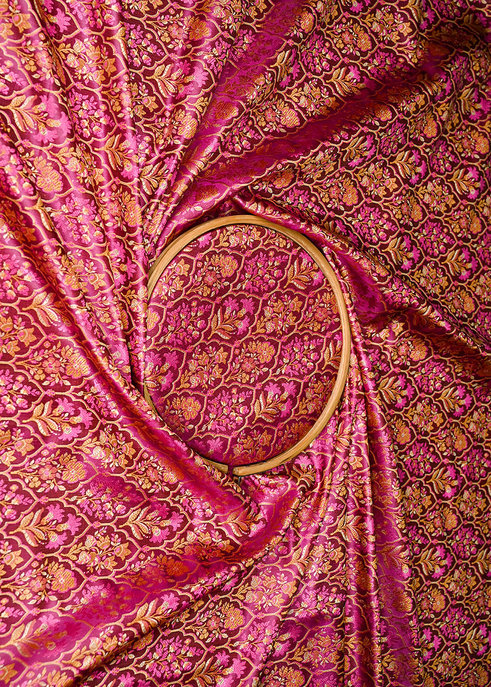 Dark-Magenta-Banarasi-Brocade-Fabric-With-All-Over-Thread-And-Golden-Zari-Handloom-21065-close-view