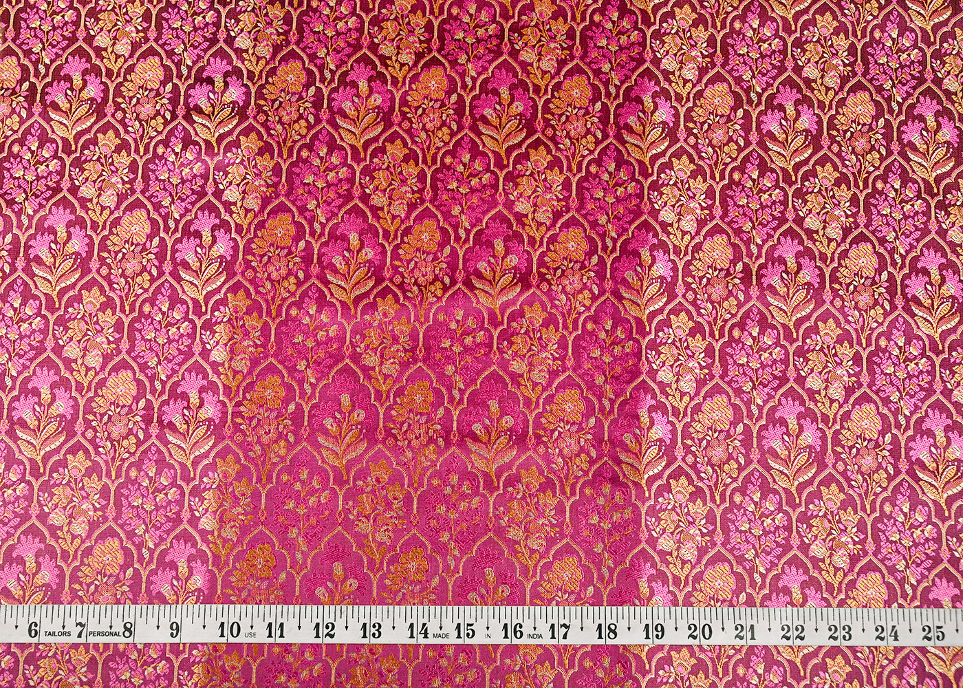 Dark-Magenta-Banarasi-Brocade-Fabric-With-All-Over-Thread-And-Golden-Zari-Handloom-21065-measurement-view