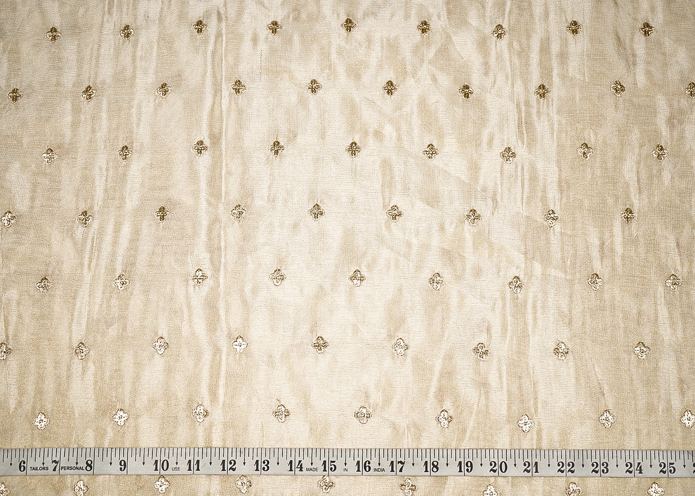 Golden Tissue Fabric with Allover Buti of Zari and Sequins Work 21091