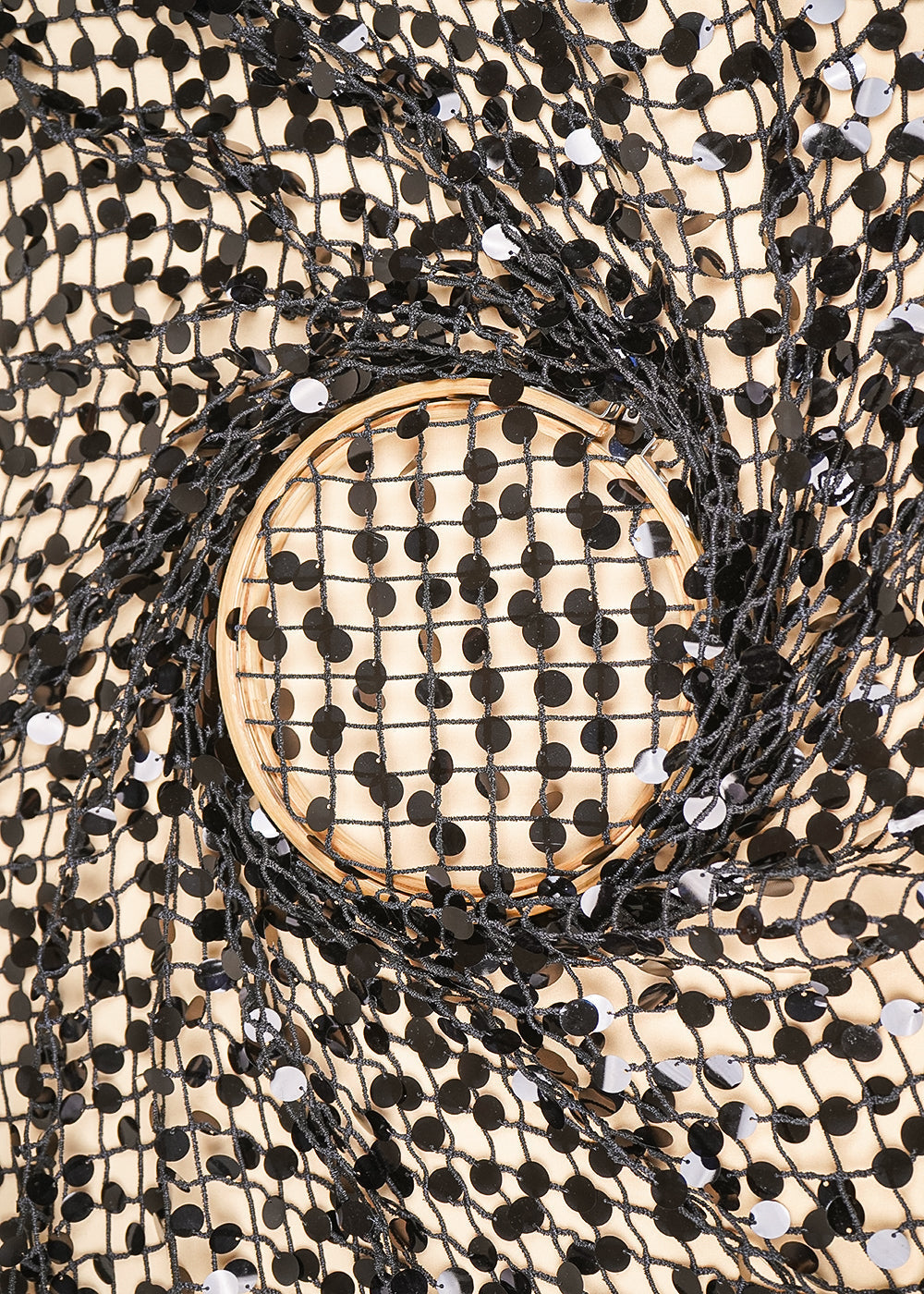 Black-Imported-Laser-Cutwork-Net-Fabric-With-All-Over-Zari-And-Faux-Mirror-Work-21119-close-view