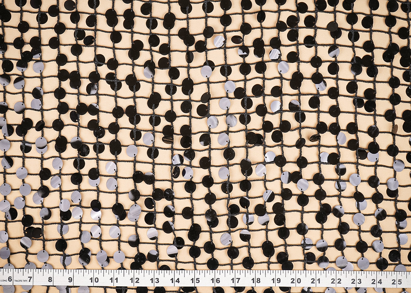 Black Imported Laser Cutwork Net Fabric With All Over Zari And Faux Mirror Work 21119