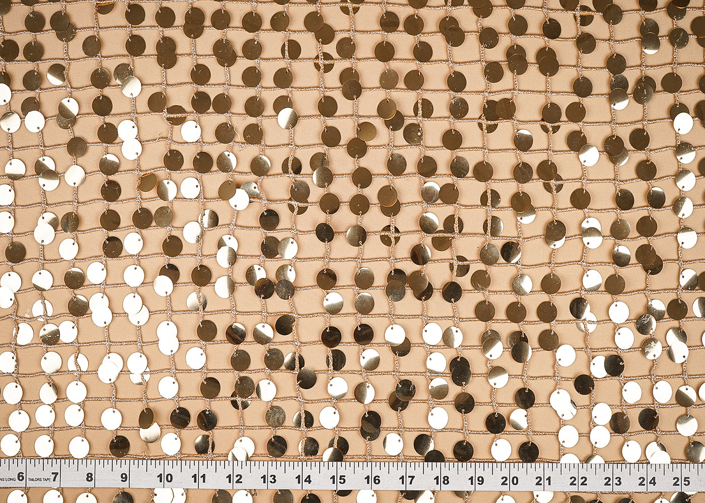 Golden Imported Laser Cutwork Net Fabric With All Over Zari And Faux Mirror Work 21120