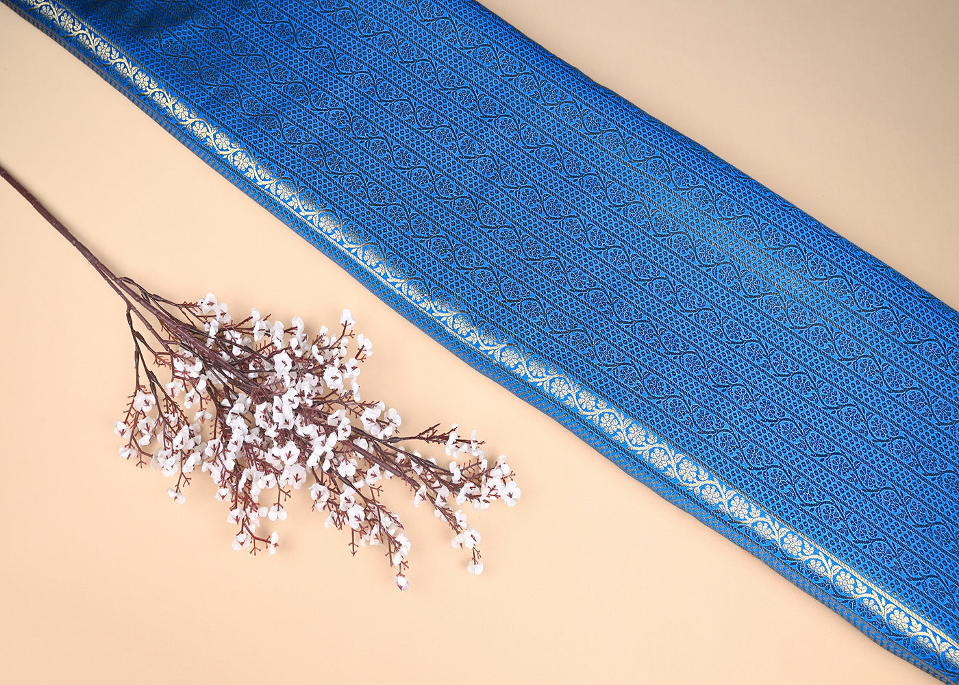 Firozi-Banarasi-Brocade-Fabric-With-Allover-Golden-Zari-Handloom-21148