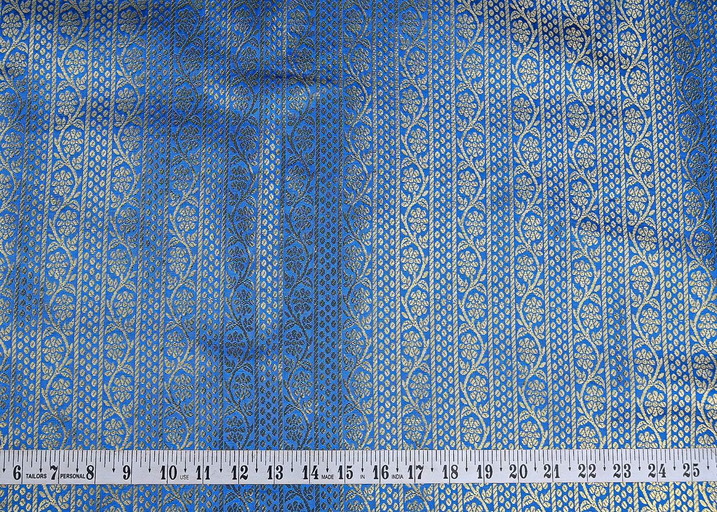 Firozi-Banarasi-Brocade-Fabric-With-Allover-Golden-Zari-Handloom-21148-measurement-view