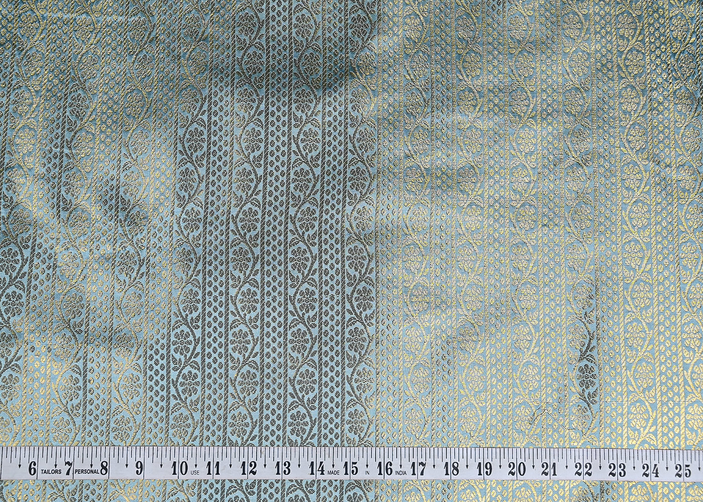 Light Grey Banarasi Brocade Fabric With Allover Golden Zari Handloom 21153