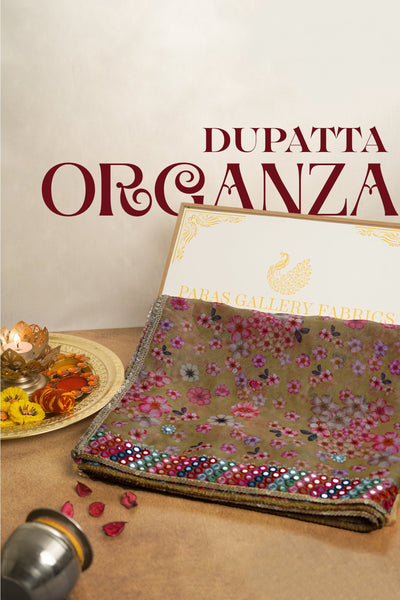 White Dyeable Organza Dupatta With All Over Thread, Sequins And Faux Mirror Work 21224