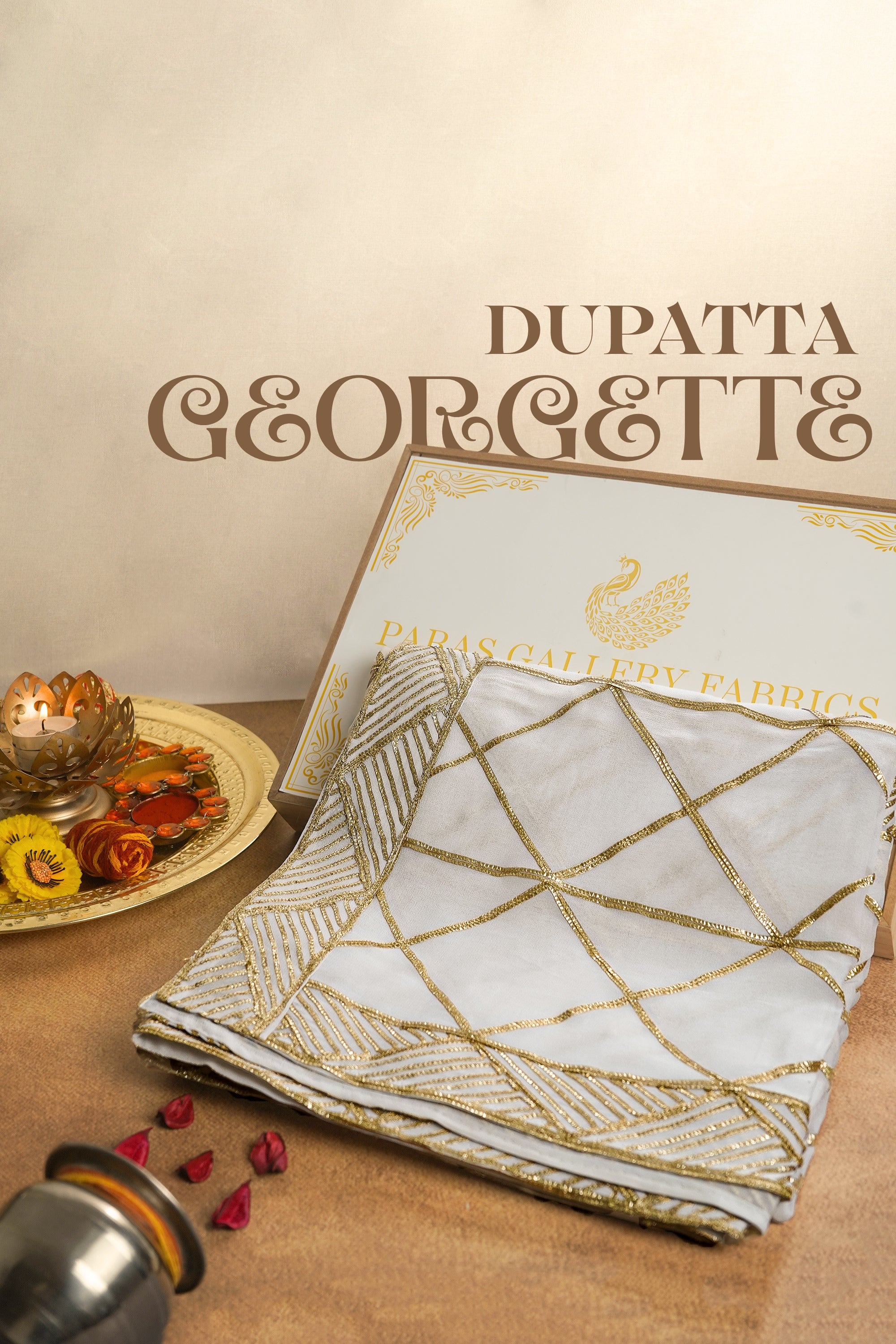 White Dyeable Georgette Dupatta With All Over Sequins Work 21232