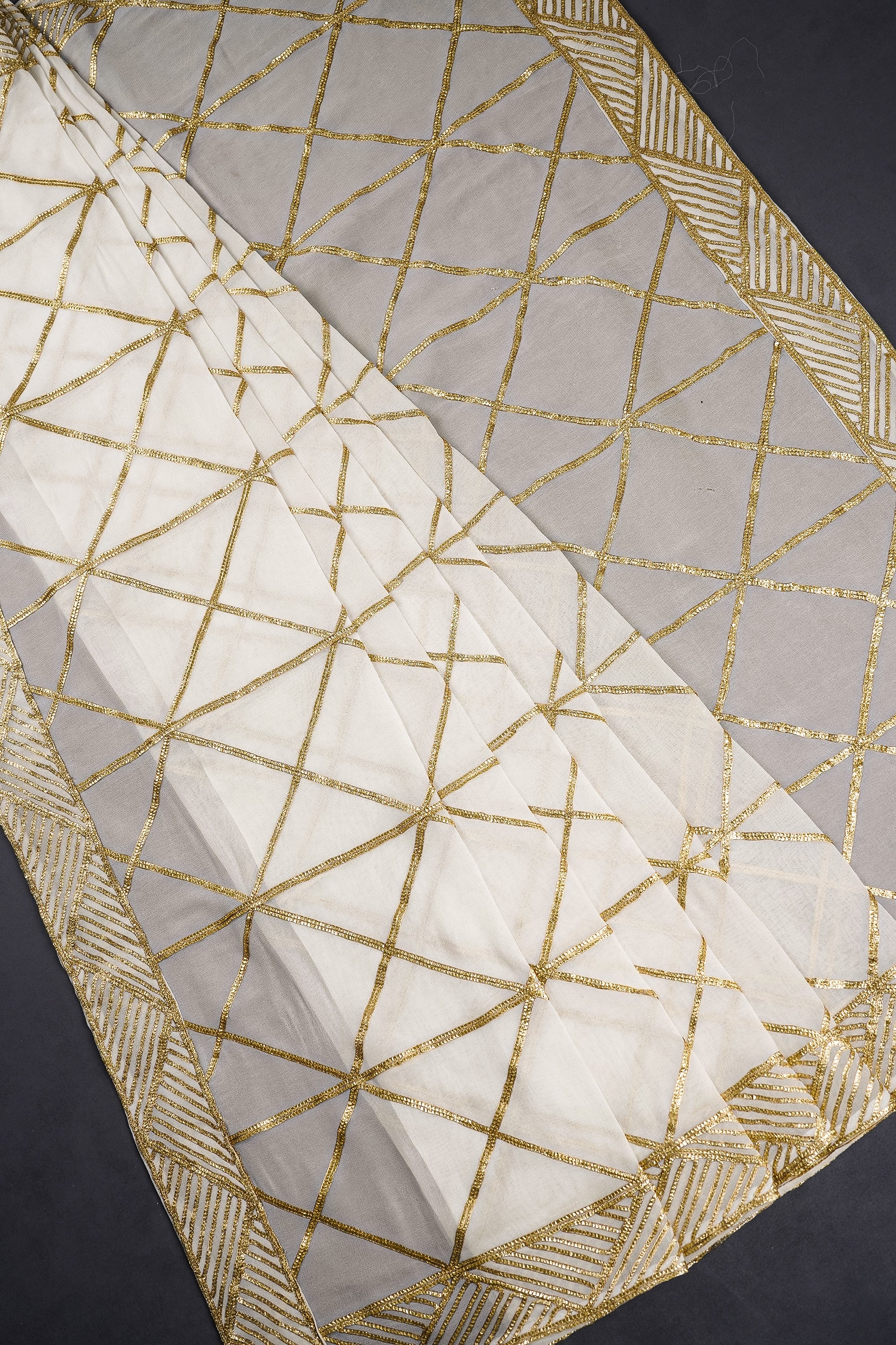White Dyeable Georgette Dupatta With All Over Sequins Work 12232