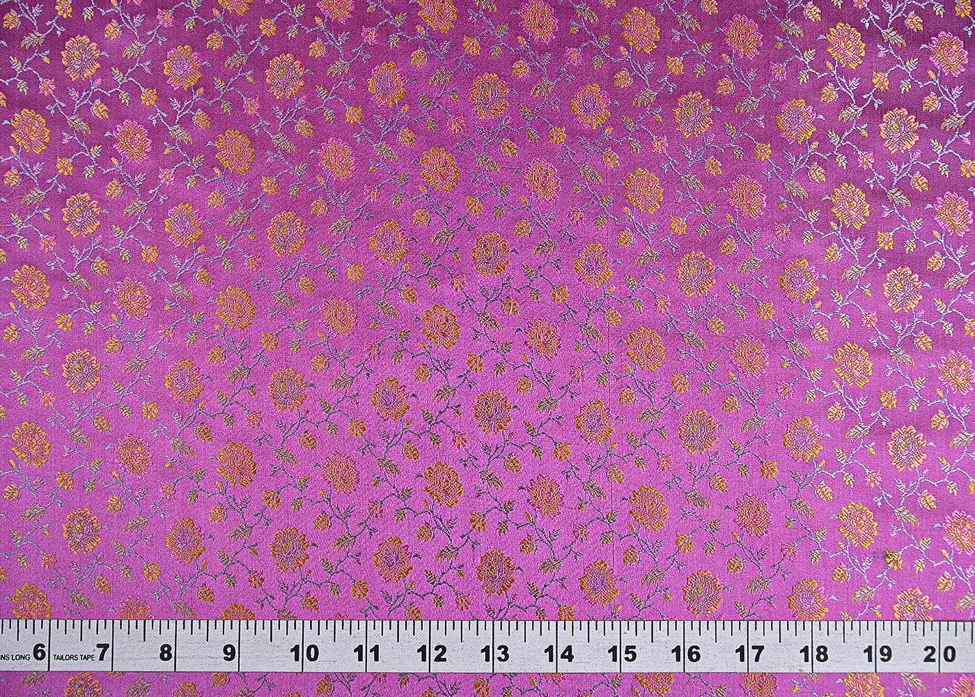 Dark Lavender Banarasi Brocade Fabric With All Over Thread And Zari Handloom 21255