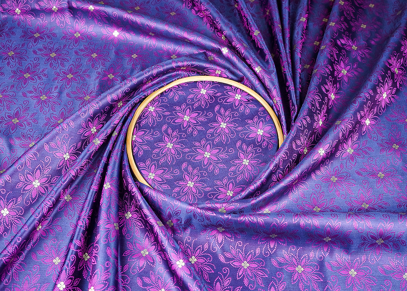 Navy-Blue-Banarasi-Brocade-Fabric-With-All-Over-Thread-And-Zari-Handloom-21271-close-view
