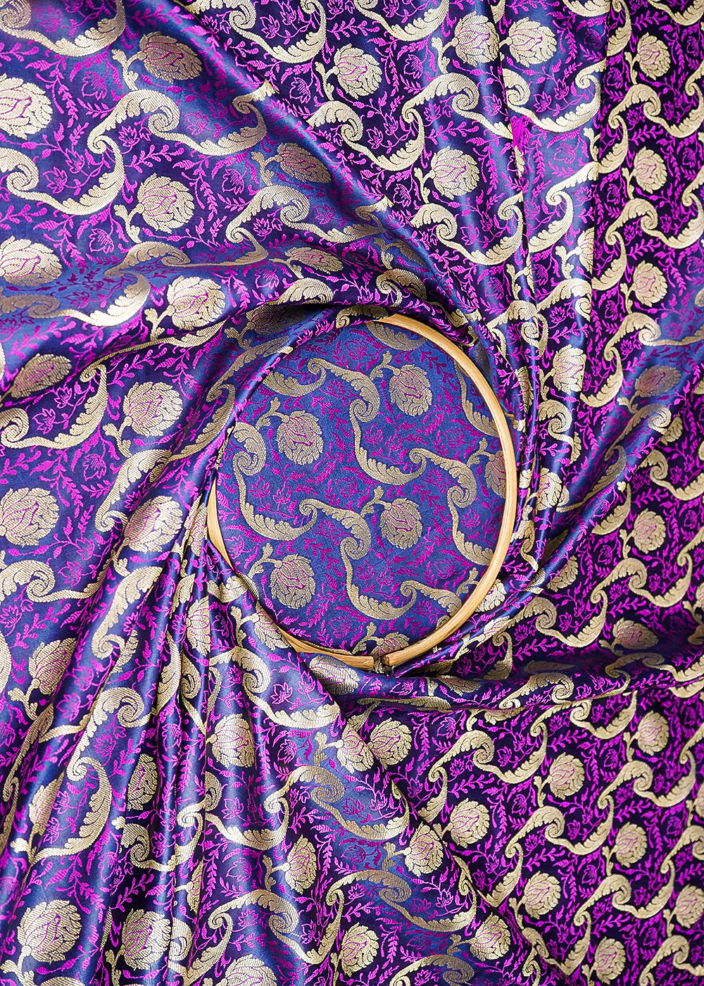 Navy-Blue-Banarasi-Brocade-Fabric-With-All-Over-Thread-And-Zari-Handloom-21274-close-view