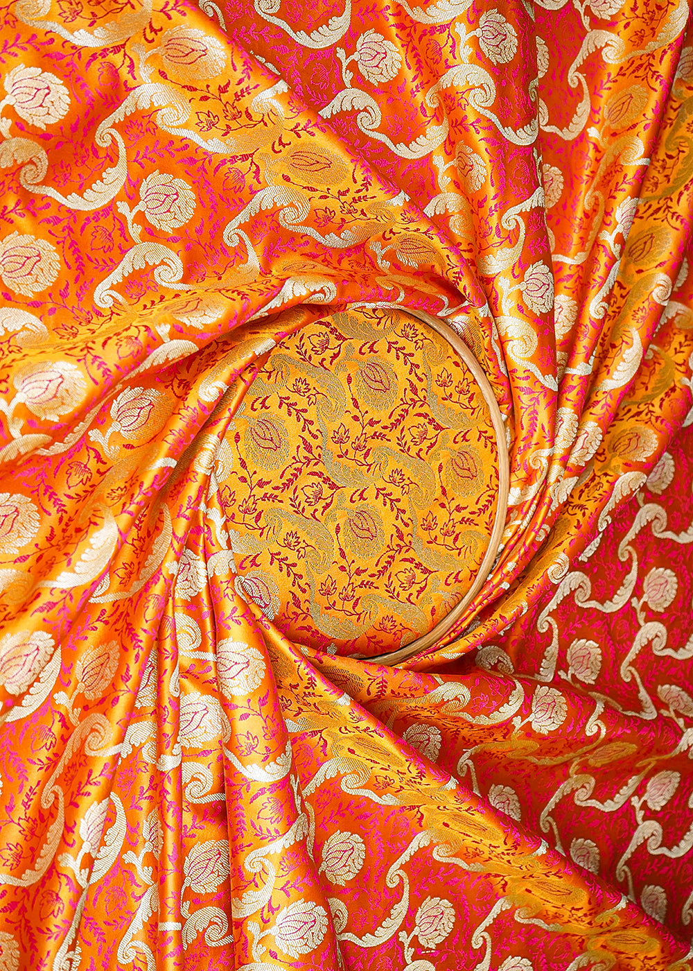 Mustard-Banarasi-Brocade-Fabric-With-All-Over-Thread-And-Zari-Handloom-21277-close-view