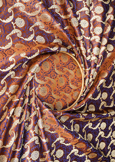 Light Brown Banarasi Brocade Fabric With All Over Thread And Zari Handloom 21278