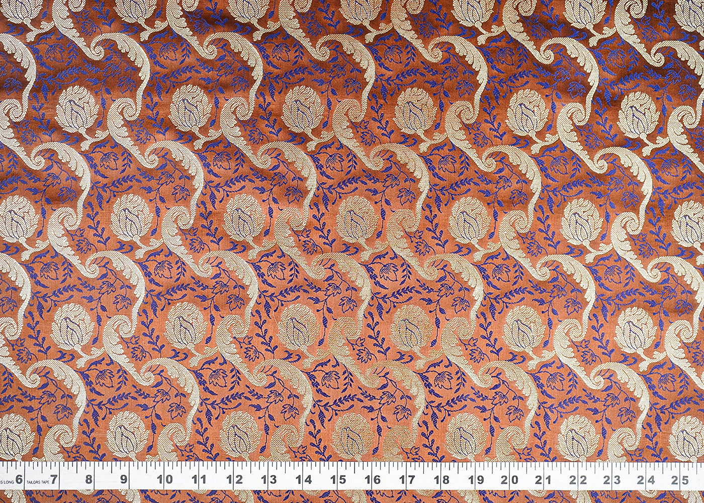 Light Brown Banarasi Brocade Fabric With All Over Thread And Zari Handloom 21278