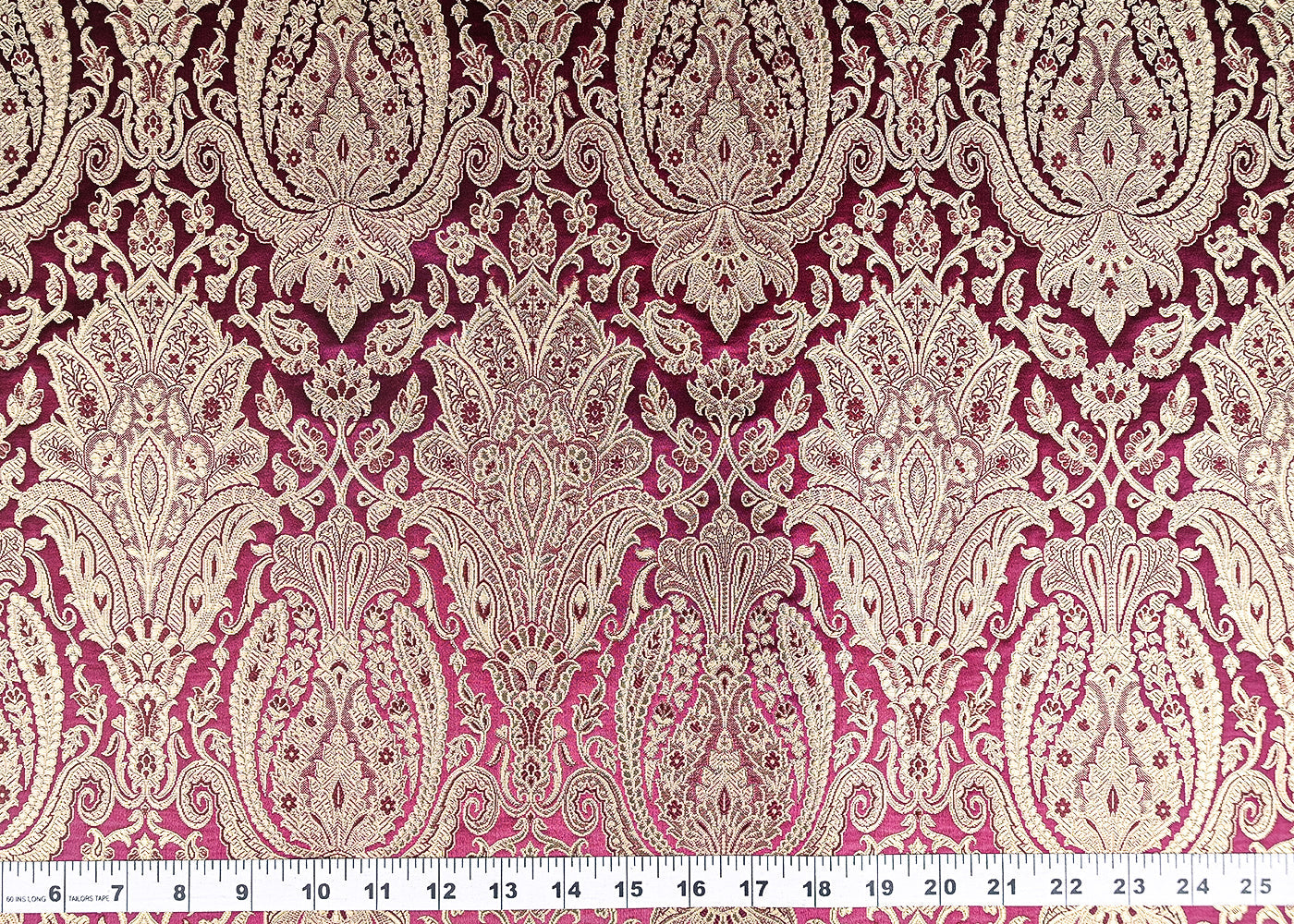 Wine-Banarasi-Brocade-Fabric-With-All-Over-Golden-Zari-Handloom-21287-measurement-view