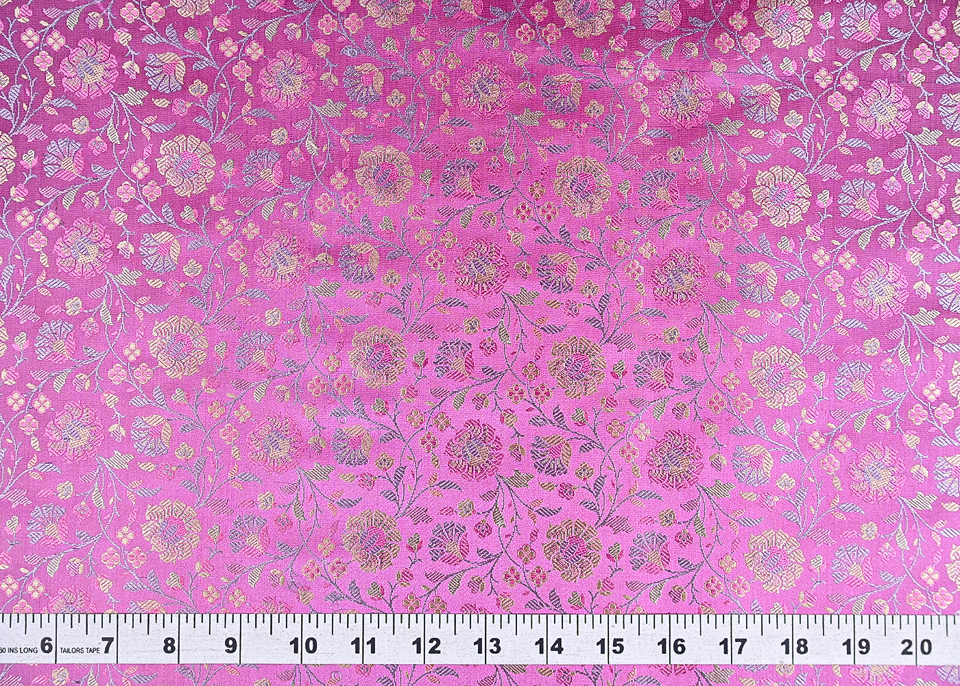 Purple Banarasi Brocade Fabric With All Over Golden Zari Handloom 21296