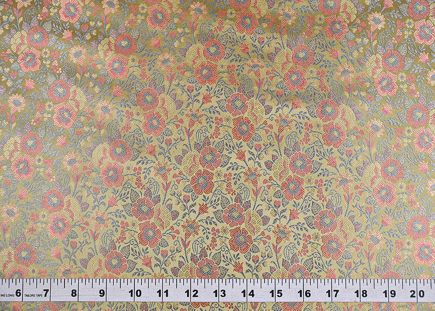 Light Green Banarasi Brocade Fabric With All Over Thread And Zari Handloom 21302