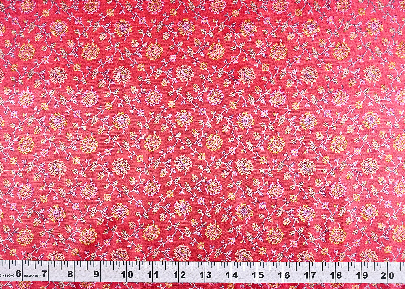 Pink Banarasi Brocade Fabric With All Over Thread And Zari Handloom 21303