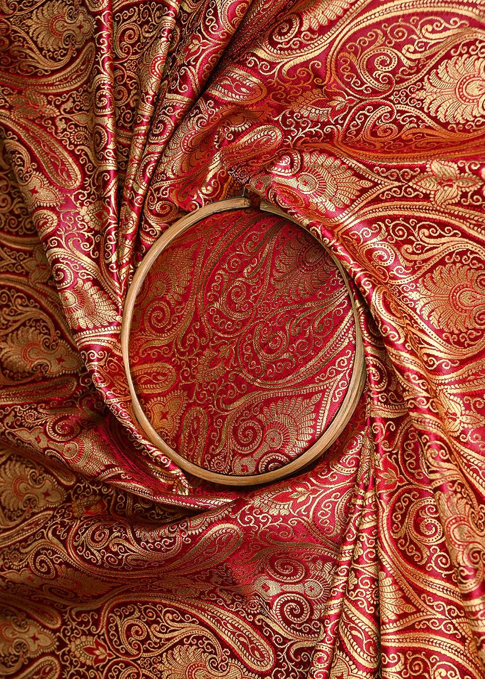 Maroon-Banarasi-Brocade-Fabric-With-All-Over-Golden-Zari-Handloom-21313-close-view