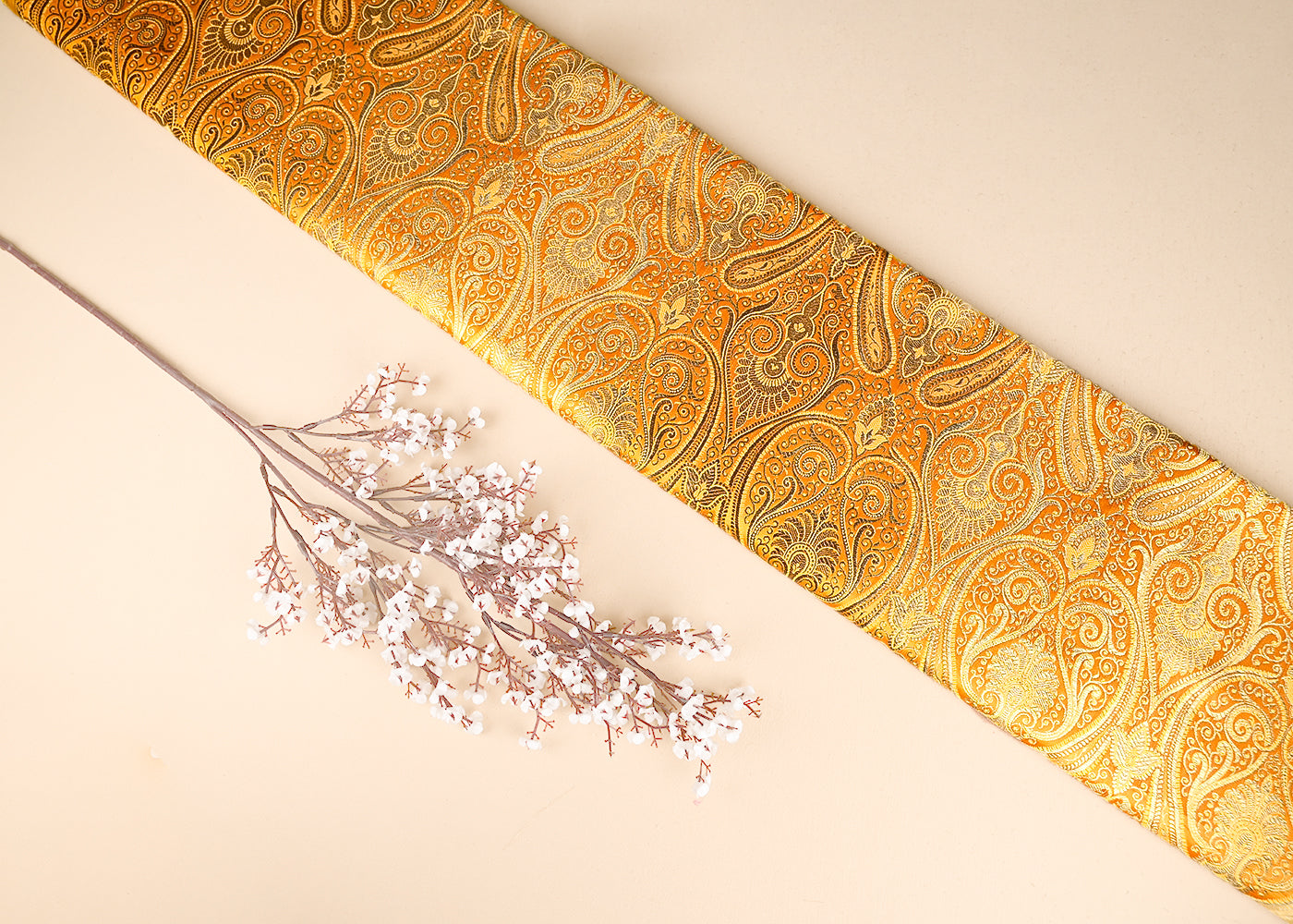 Mustard-Banarasi-Brocade-Fabric-With-All-Over-Golden-Zari-Handloom-21316