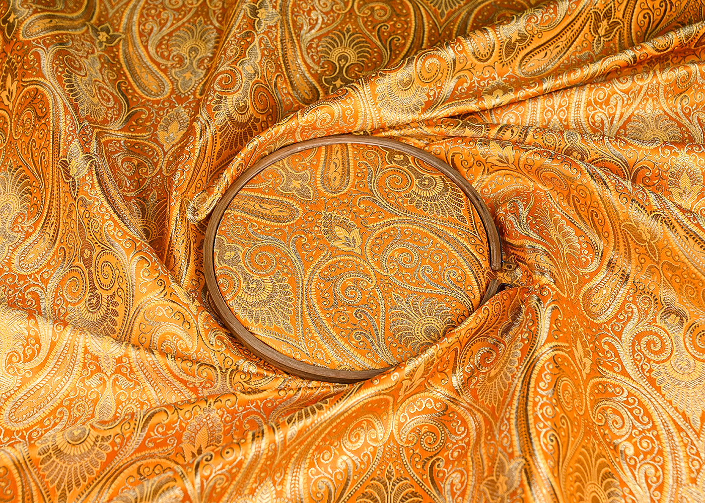 Mustard-Banarasi-Brocade-Fabric-With-All-Over-Golden-Zari-Handloom-21316-close-view