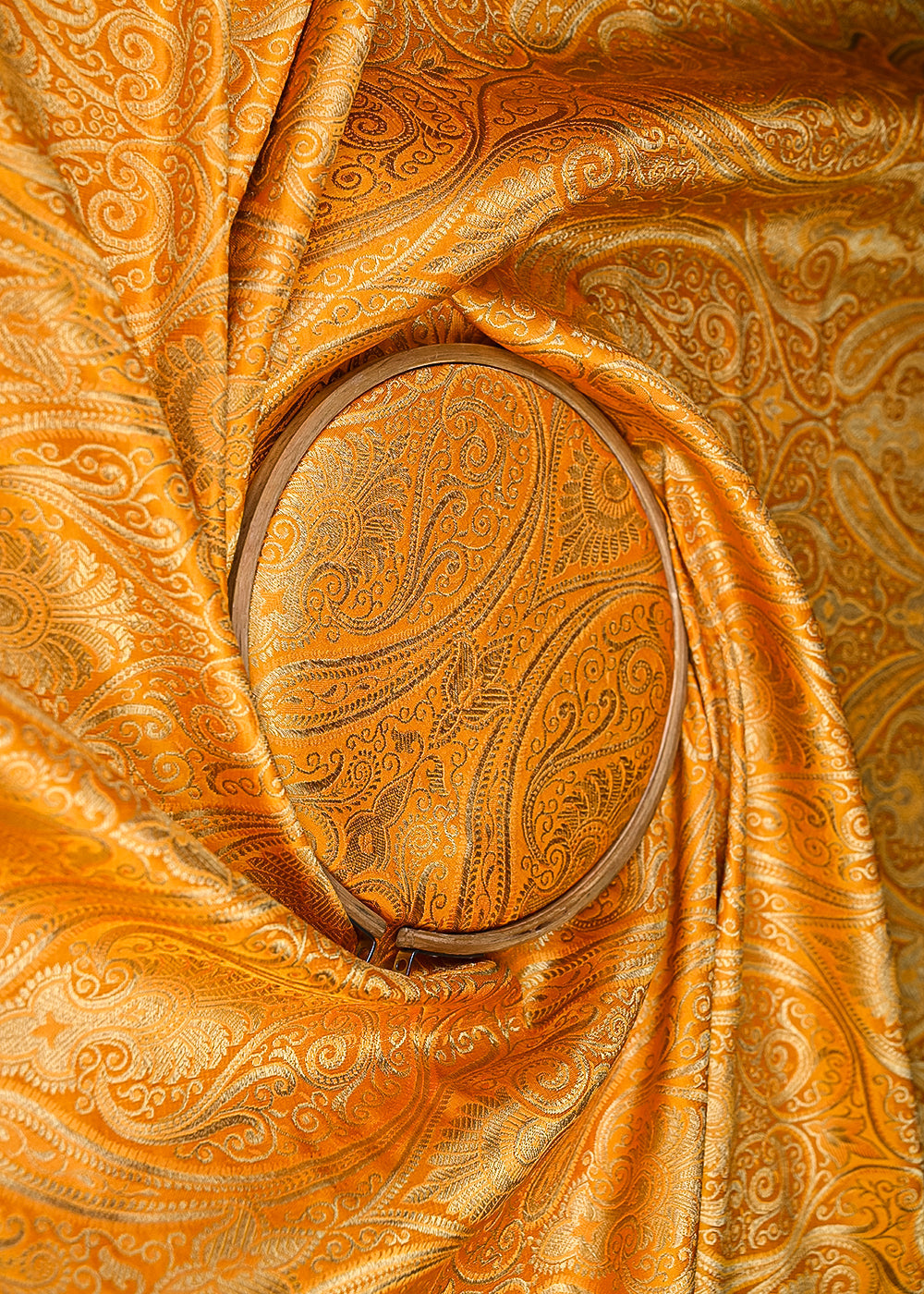 Mustard-Banarasi-Brocade-Fabric-With-All-Over-Golden-Zari-Handloom-21319-close-view