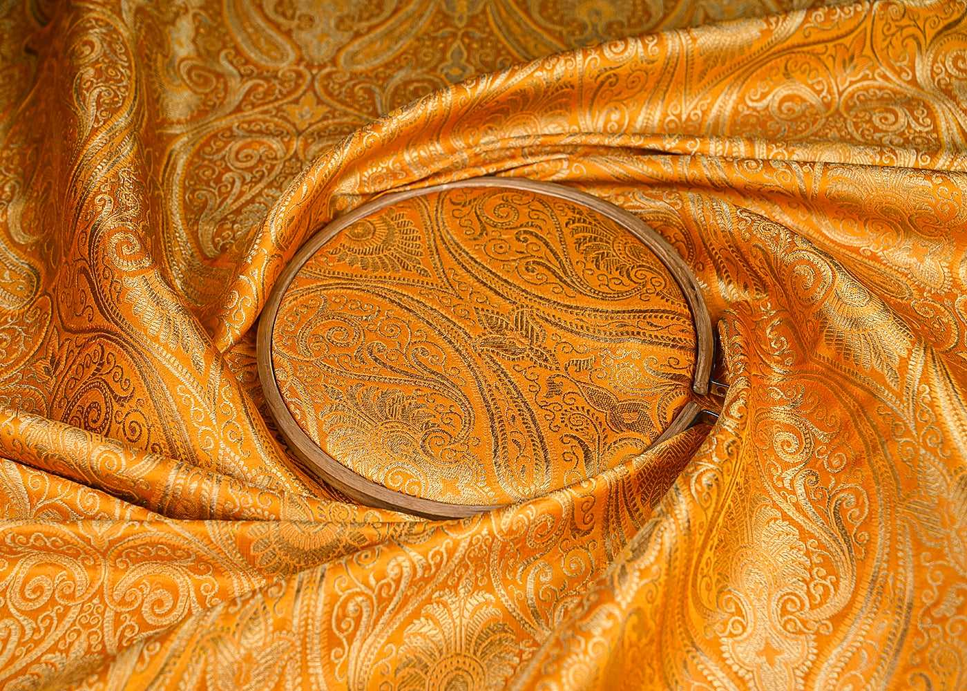 Mustard-Banarasi-Brocade-Fabric-With-All-Over-Golden-Zari-Handloom-21319-close-view