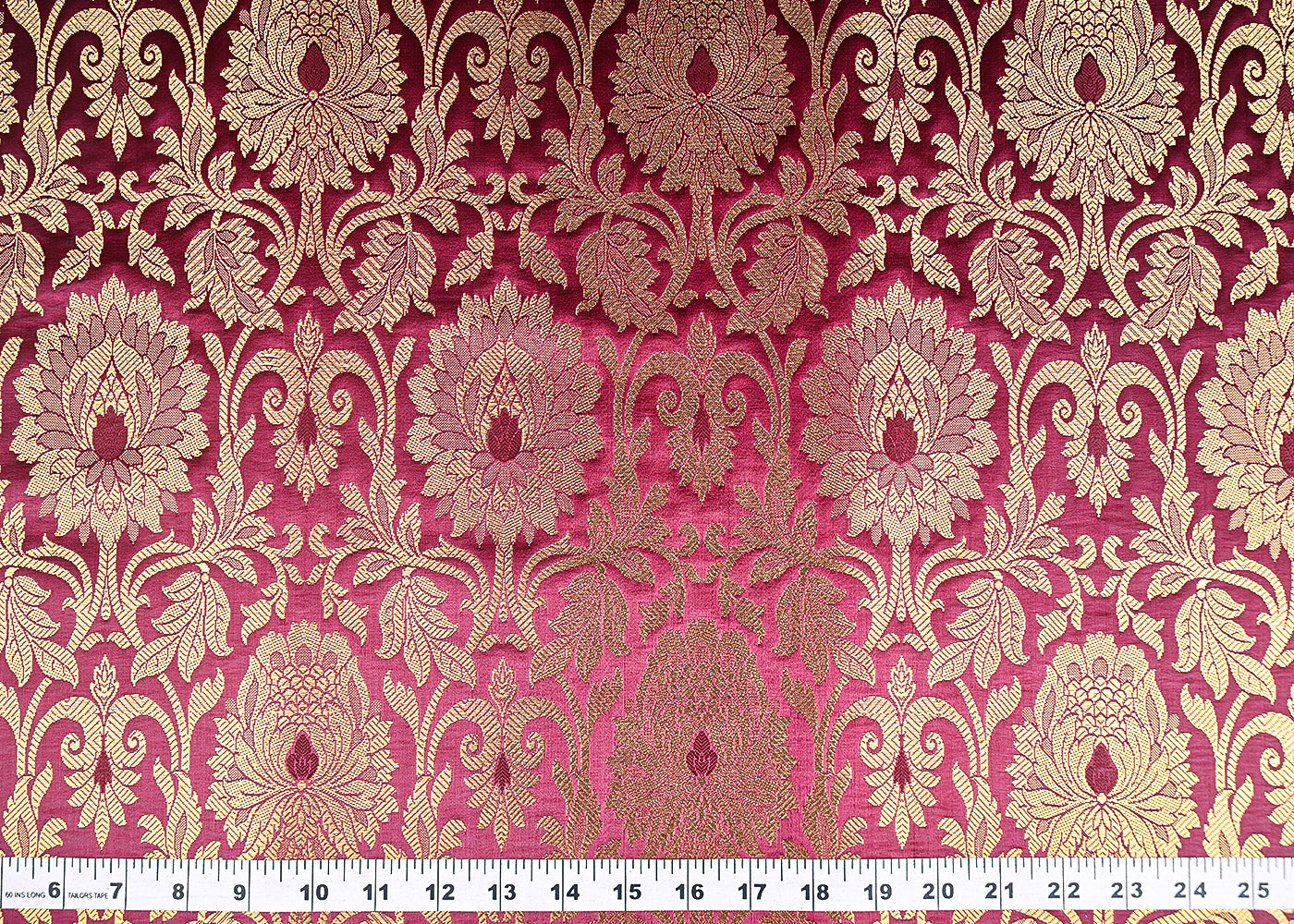 Wine-Banarasi-Brocade-Fabric-With-All-Over-Golden-Zari-Handloom-21328-measurement-view