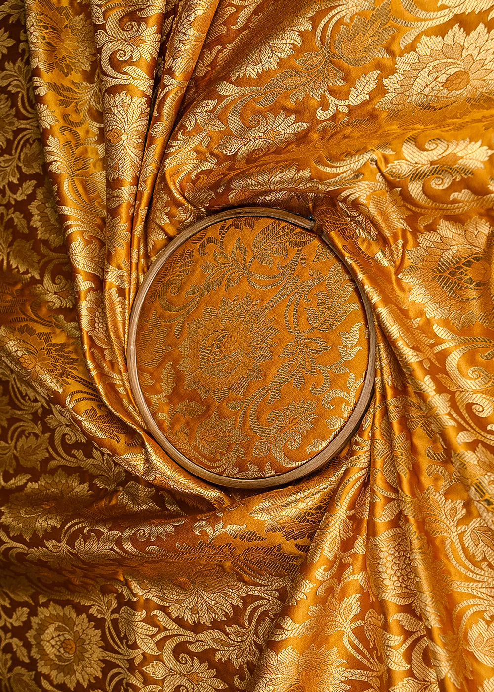 Mustard-Banarasi-Brocade-Fabric-With-All-Over-Golden-Zari-Handloom-21332-close-view