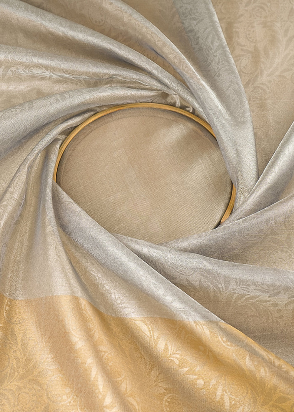 Grey-&-Golden-Organza-Fabric-With-All-Over-Self-Work-With-One-Side-Border-21345-close-view
