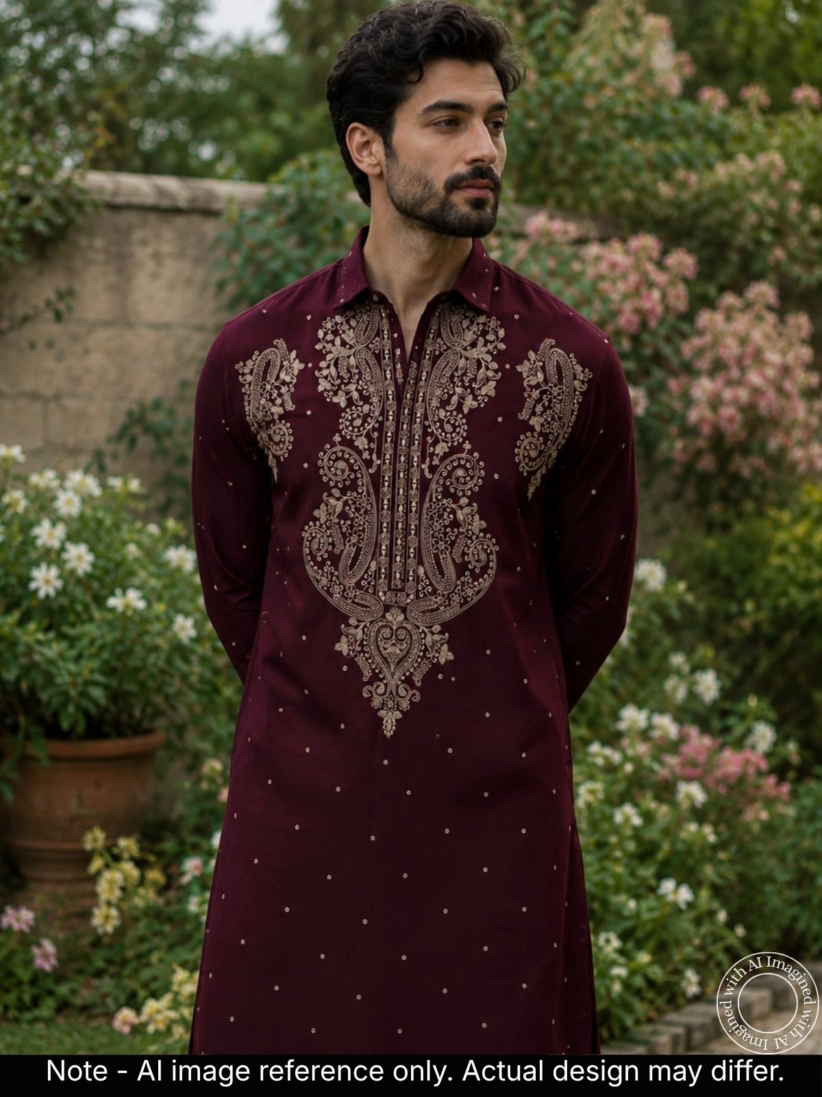 The Kohinoor - Unstitched  Wine Kurta Fabric For Men 21359