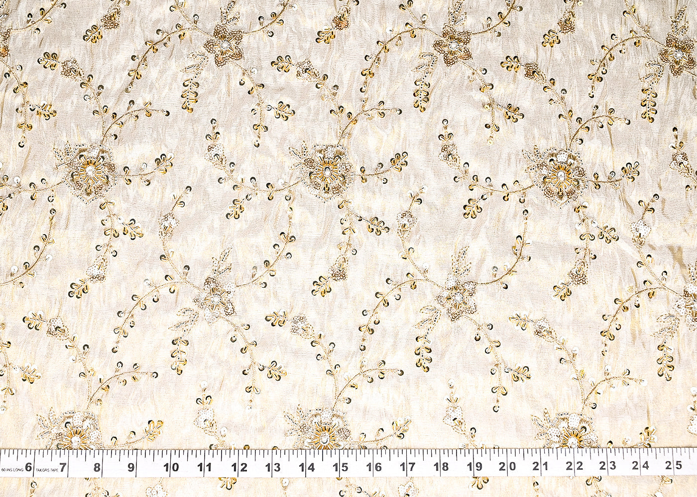 Golden-Dyeable-Tissue-Fabric-With-All-Over-Katdana,-Bead,-Zari-And-Sequins-Work-21389-measurement-view