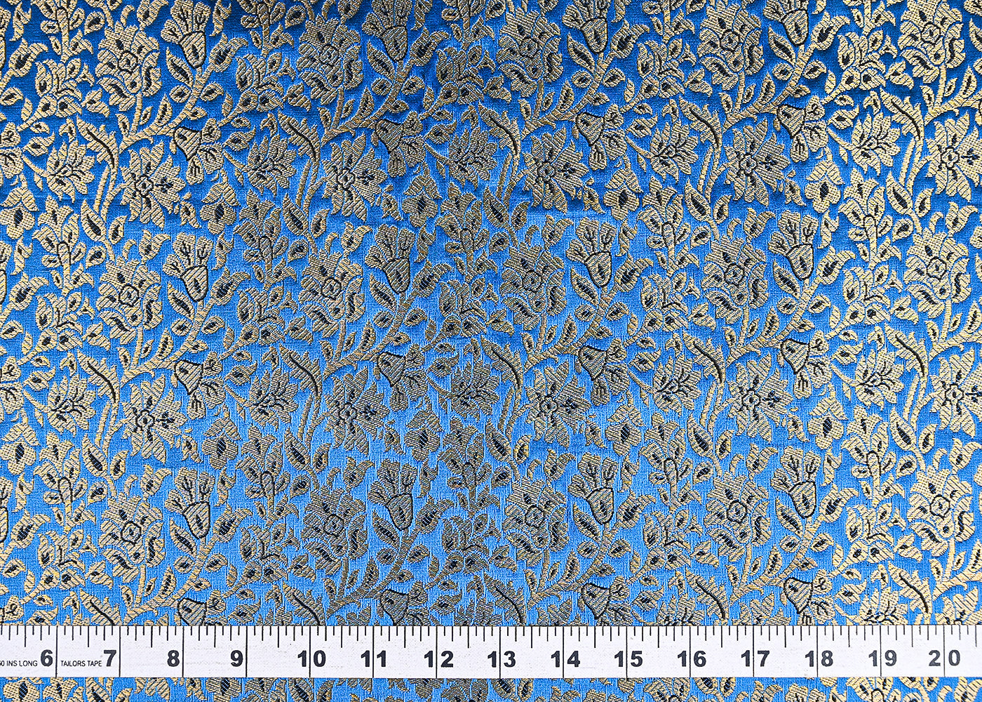 Blue-Banarasi-Brocade-Fabric-With-All-Over-Golden-Zari-Handloom-21403-measurement-view