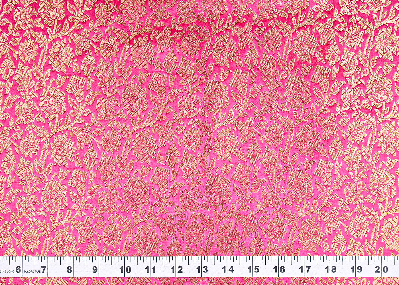 Rani Pink Banarasi Brocade Fabric With All Over Golden Zari Handloom 21404