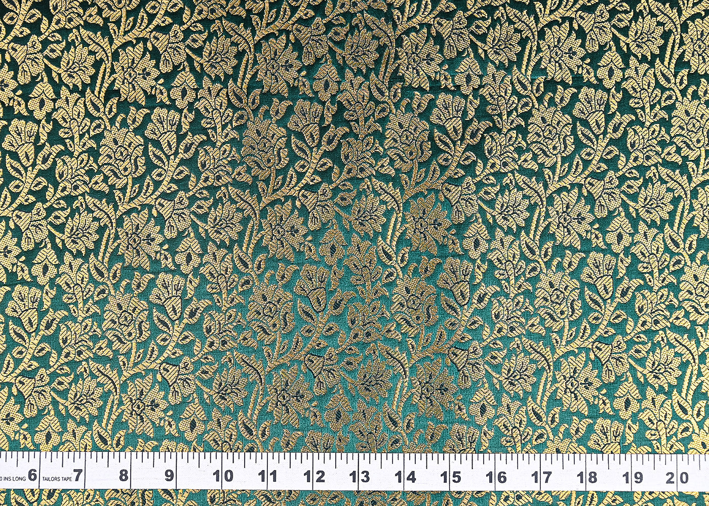 Bottle-Green-Banarasi-Brocade-Fabric-With-All-Over-Golden-Zari-Handloom-21406-measurement-view
