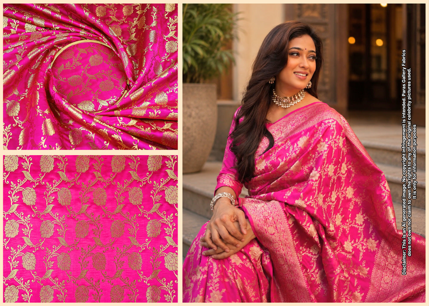 Shweta Tiwari Inspired Edition | Pink Brocade Unstitched Fabric 21414